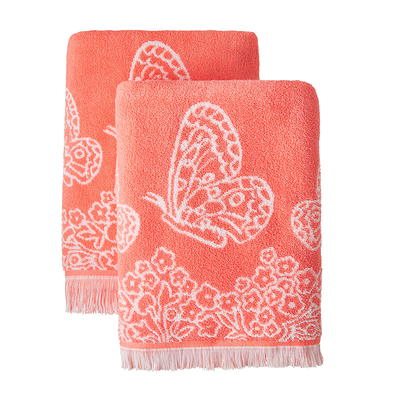 8pc Cotton Bath Towel Set Coral