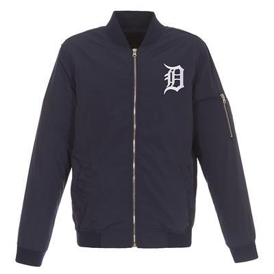 Men's JH Design Navy Detroit Tigers Big & Tall Full-Snap All-Leather Jacket