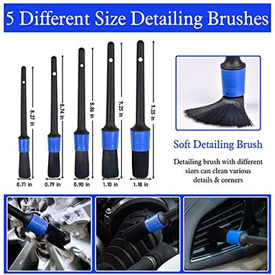 5pcs Car Wash Soft Bristle Brush Set,detailing Brush Kit For Cleaning  Automotive Interior, Exterior, Vents, Leather, Wheels