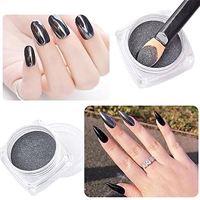 2 Pcs Gold Silver Chrome Nail Powder,Nail Art Mirror Glitter Effect Highly  Pigmented Dust Metallic Holographic Mirror Nail Art Makeup Powders Chrome