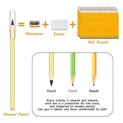 6 Sets Inkless Everlasting Pencil, Infinity Inkless Pencil with Eraser,  Portable Tree-Friendly Cute Forever Pencil for Kids Writing, Sketch,  Drawing, (6 Pencils + 6 Erasers + 6 Replacement Pen Tips) 