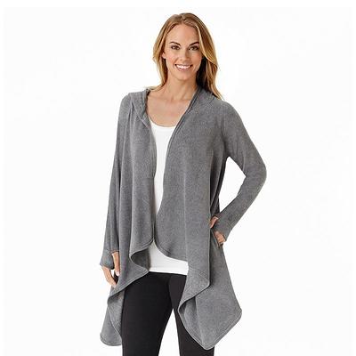 Women's Cuddl Duds Fleecewear with Stretch Long Sleeve Hooded Wrap Up  Cardigan, Size: Small-Medium, Grey - Yahoo Shopping