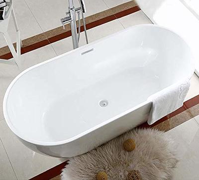 Empava 67 in. Luxury Freestanding Bathtub Stand Alone Flatbottom Acrylic Soaking Spa Tub Modern Style in White