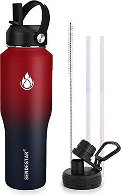 SENDESTAR Water Bottle 32oz,2 Lids(Straw lid),Wide Mouth Stainless Steel  Vacuum Insulated Double Wall Keep Liquids Cold or Hot All Day,Sweat Proof  Sport Design,Fit Car Cup Holder(Red&Blue) - Yahoo Shopping
