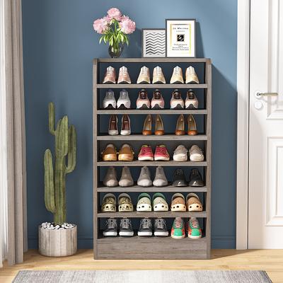 Tribesigns Shoe Cabinet for Entryway, 8-Tier Tall Shoe Shelf Shoes Rack Organizer, Wooden Shoe Storage Cabinet for Hallway, Closet, Living Room, White