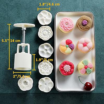 Flower Shape Mooncake Press Mold Cookie Stamps Chinese Midautumn Moon Cake Maker Decoration Tool for DIY Cookie Moon Cake Molds for Baking Shapes
