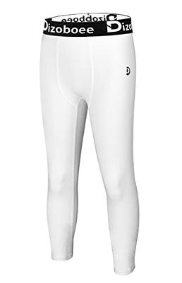  Youth Boys Compression Pants 3/4 Length Sports Tights  Leggings Soccer Basketball Base Layer Black XL