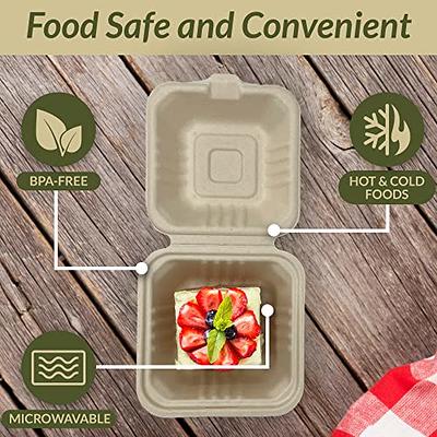 Biodegradable 6X6 Take out Food Containers with Clamshell Hinged