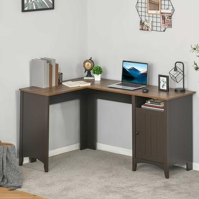 CubiCubi Small Computer Desk with Shelves 40 Inch, Home Office Desk, Study  Writing Office Table, 3 Tier Shelf, Rustic Brown