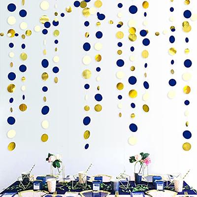 46 Ft Navy Blue and Gold Circle Dots Garland Royal Blue Hanging Paper Polka  Dot Streamer for Birthday Wedding Bridal Baby Shower Graduations Nautical  Ahoy Achor Pirate Theme Party Decorations Supplies 