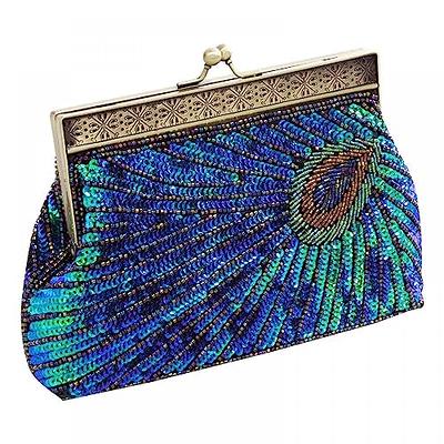 Women Vintage Beaded Sequin Flower Evening Purse Large Clutch Bag with  Handle Wedding Cocktail Party Embroidered Bridal Handbag Small Tote  Wallet,Black - Walmart.com