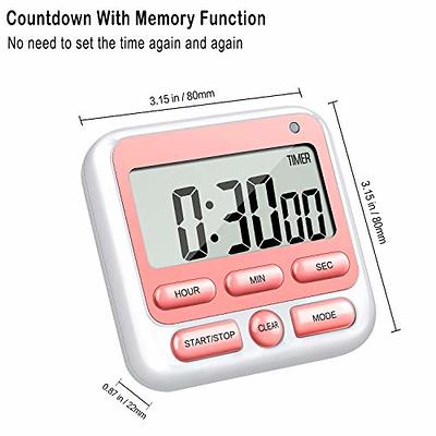 KTKUDY Digital Kitchen Timer with Mute/Loud Alarm Switch ON/Off Switch, 24  Hour Clock & Alarm, Memory Function Count Up & Count Down for Kids Teachers