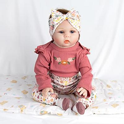 Reborn Baby Doll Clothes Accessories Pink Outfits Floral Pants for 22-24 Inch Newborn Reborn Baby Clothing Sets - Shopping