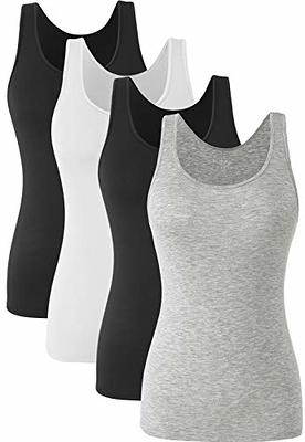 Joviren 4-Pack Cotton Crop Tank Tops for Women - Racerback Yoga