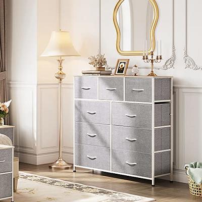 Dresser for Bedroom, 8 Drawer Storage Organizer Tall Wide Dresser for  Bedroom Hallway, Sturdy Steel Frame Wood Top, Black Grey