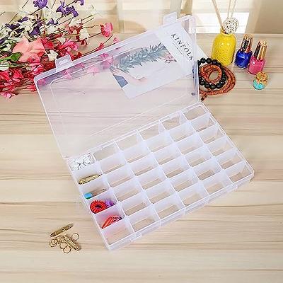 Yimaa 2 Pack 36 Grids Plastic Tackle Box Bead Organizer Box Clear