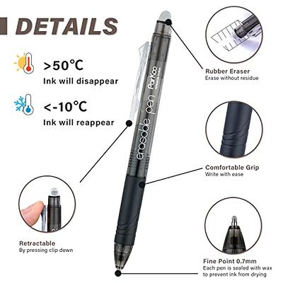 ParKoo Retractable Erasable Gel Pens 0.5 mm, 8 Black/1 Blue/1 Red Ink