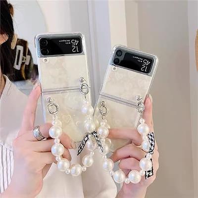 for Samsung Galaxy Z Flip 4 Case for Women Girls with Strap,Galaxy Flip 4  Case Luxury Bling Diamond Crystal Rhinestone Design,3D Cute Glitter Clear