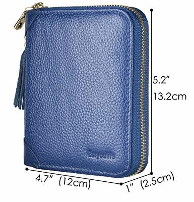 Suweibuke Genuine Leather Credit Card Holder Wallet RFID Blocking Secure  Card Case ID Case Organizer Zipper Wallet (A-Dark Blue)