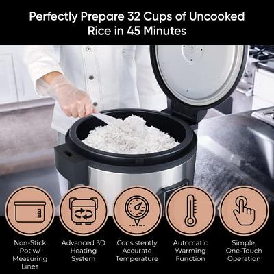 Commercial Stainless Steel Rice Cooker - Professional 64 Cup Cooked (32 Cup  Uncooked) Rice Maker Cooker With Non Stick Pot & Hinged Lid - Includes a  Rice Measuring Cup & Rice Scoop - Yahoo Shopping