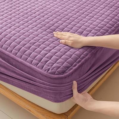 LweiPsqLin Quilted Flannel Fitted Sheets,Soft Flannel Fleece Mattress Top-  Suitable for Fall and Winter,Fitted Deep Pocket Up to 15''. (Purple, Queen)  - Yahoo Shopping