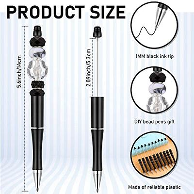 Qilery 150 Pcs Beadable Pens Set Beads Pen Bulk 50 Cute Ballpoint Plastic  Black Ink Pen