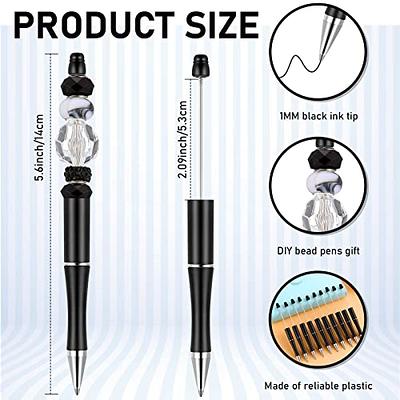 50 Pieces Plastic Beadable Pen Bulk Bead Ballpoint Pen Shaft Black Ink  Beaded Pens with 50 Refills for DIY Making Gift Kids Students Office School