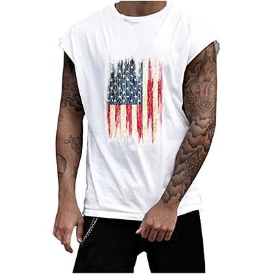 Men's Workout Tank Tops American Flags Shirts for Men Summer Sleeveless Gym  Bodybuilding Muscle Cut Off T-Shirts - Yahoo Shopping