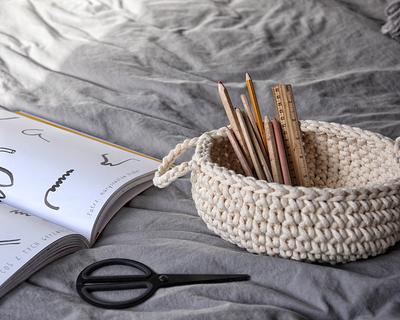 Small Crochet Basket, Bathroom Organizer, Crochet Storage Basket