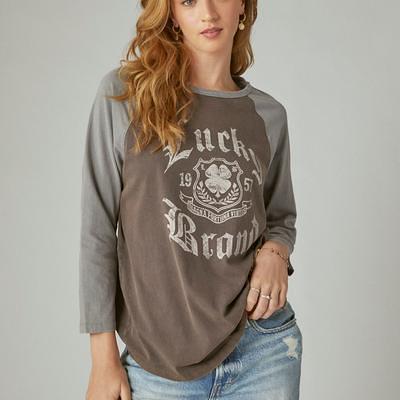 Women's Printed Raglan T-Shirt - 3/4 Sleeves