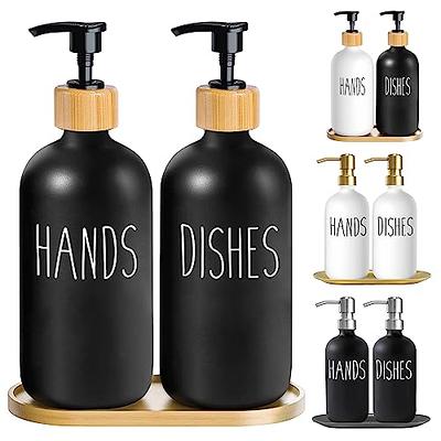 Hand and Dish Soap Dispenser Set for Kitchen Sink, Black and White Kitchen Decor Modern Farmhouse Decor Kitchen Art Dish Soap Holder (Black & White)