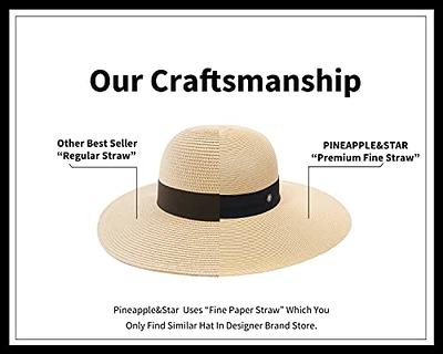 Pineapple&Star Jeune Wide Brim Sun Straw Beach Hat Fine Braid UPF50+ for  Women (Small, Beige) - Yahoo Shopping