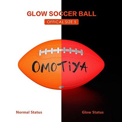 : OMOTIYA LED Glow in The Dark Football, Light Up Football,  Official Size 6 Football for Kids, Juniors with Pre-Installed Batteries,  Pump, Orange : Sports & Outdoors