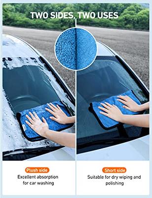 AstroAI Microfiber Car Window Cleaner, Windshield Cleaner, Wiper Cleaner with 4 Reusable Pads Blue