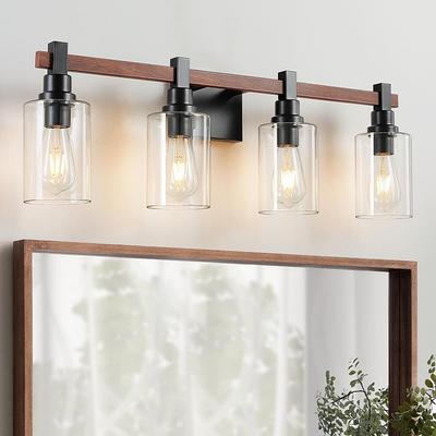 Bathroom Vanity Light, 4-Light Black Bathroom Light Fixtures with