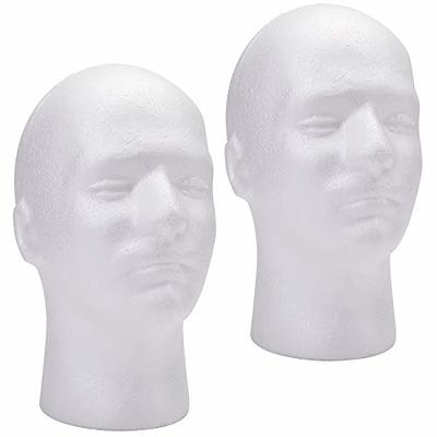 Foraineam 2 Pack Male Foam Head 11 Inch Man Mannequin Manikin Foam Heads  Wig Display Holder Hats Glasses Display Stand