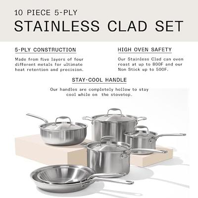 Goodful 12-Piece Classic Stainless Steel Cookware Set with Tri-Ply