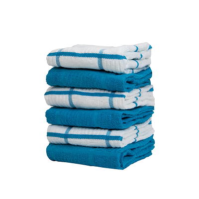 Kitchen Towel, Set of 6, Cotton Dish Towels, Blue & White Cotton Tea Towels,  Buffalo Plaid Towels, Absorbent Bulk Hand Towels, Checked Towel 