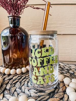 Iced Coffee & Cats Can Glass, Aesthetic Animal Cup, Beer Glass Cans,  Minimalist - Yahoo Shopping