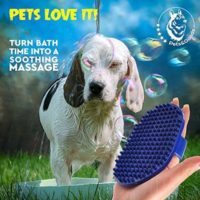 Dog Bath Brush,Rubber Dog Shampoo Grooming Brush, Silicone Dog Shower Wash Curry Brush, for Short Long Haired Dogs Cats Massage Comb, Soft Shedding