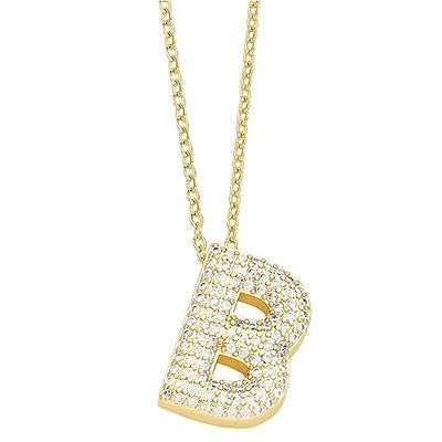 Crystal Initial Necklace Gold