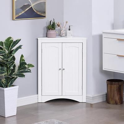 Kleankin Storage Cabinet with Doors and Shelves - Perfect for Bathroom  Living Room Kitchen or Office Space, White