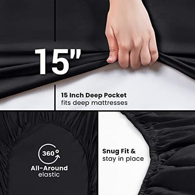 Shatex 4-Piece White Queen Silky Soft Sheets Pocket Elastic All