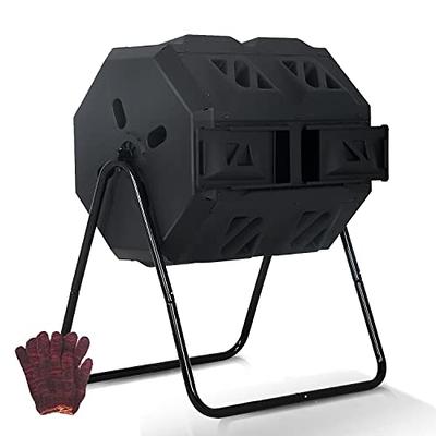 300 Gallon Outdoor Compost Bin, Expandable Composter, Easy to Setup & Large  Capacity for Backyard, Lawn (Black with Gloves)