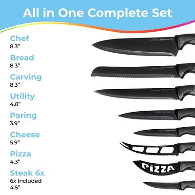 Kitchen 17 Pc Knife Set w/ Block & Sharpener Chef Bread Steak