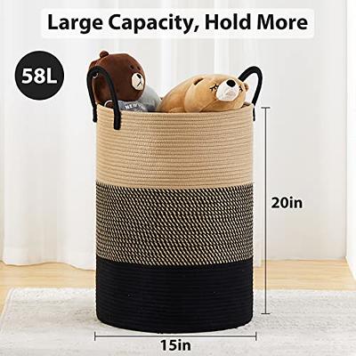 Fiona's magic 140L Large Laundry Basket with Wheels, Laundry Hamper with  Lid and Removable Bags, Dirty Clothes Hamper 3 Section for Bedroom,  Handwoven