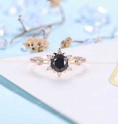Leaf Vine Wedding Rings For Women Black Onyx Engagement Ring Set
