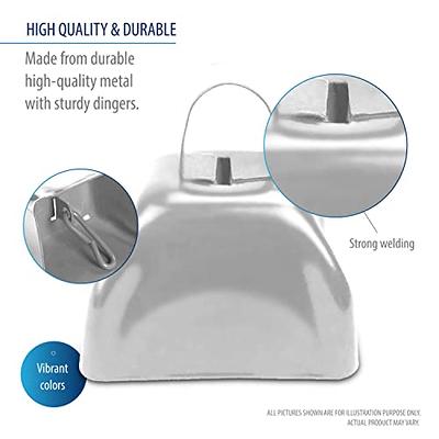 2 Pack Large White Metal Cowbells for Football Games, 9 Percussion Noise  Makers