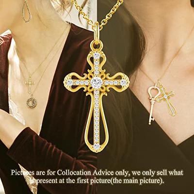 Faith Necklace Pray Big Boho Aesthetic Bronze Jewelry for Women, Chain 24  - Handmade Christian Inspirational God's Promise Bible Pendant, Cross