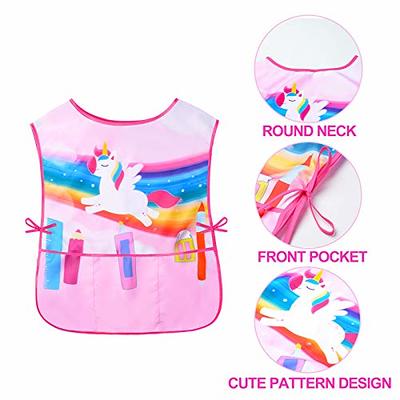 Pack of 2 Kids Art Smocks, Children Waterproof Artist Painting Aprons Long  Sleeve with 3 Pockets for Age 2-7 Years Gifts